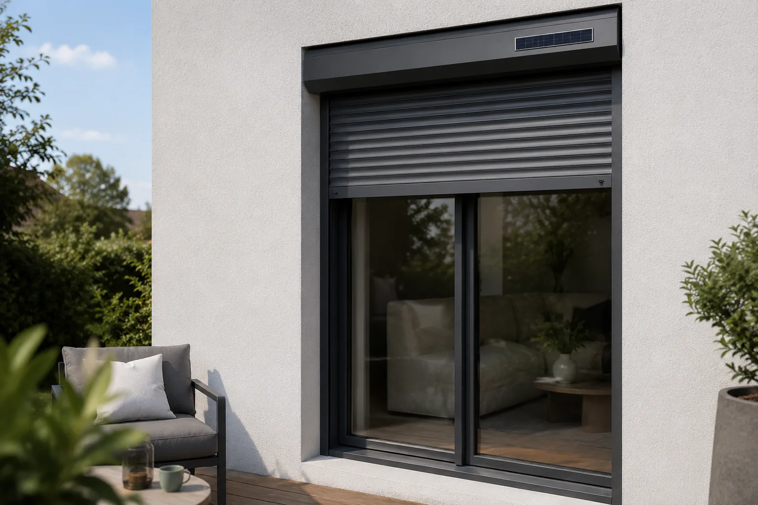 Volet roulant solaire avec panneau photovoltaïque intégré